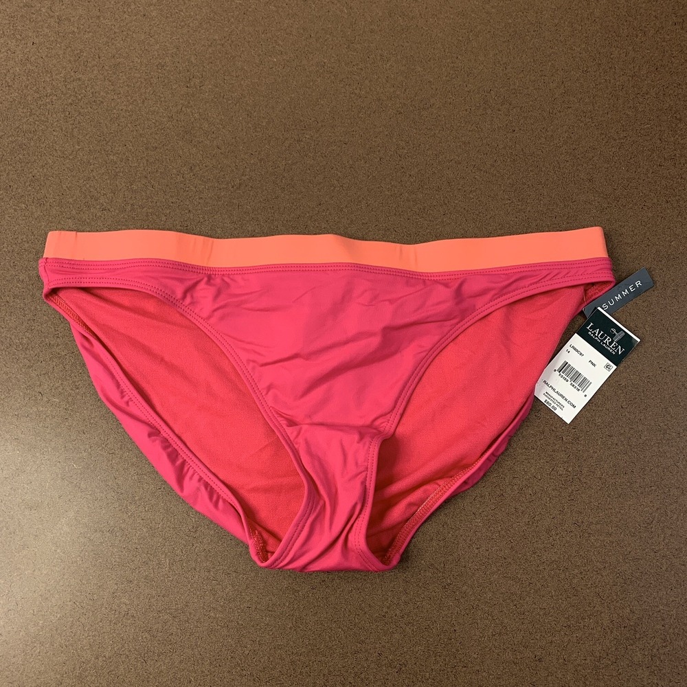 Lauren Ralph Lauren Size 14 Pink Beach Club Banded Waist Bikini Bottoms NWT - Picture 2 of 7